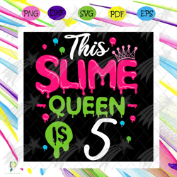 This Slime Queen Is 5 Svg, Birthday Svg, Slime Qu