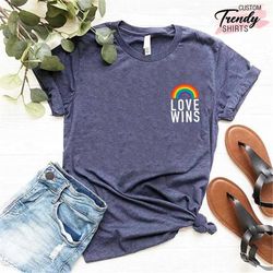 Love Wins Shirt, Rainbow Pride Shirt, Love Wins Pocket Shirt, LGBT Shirt, Pride Pocket Tee, Love is Love Shirt, Love Win
