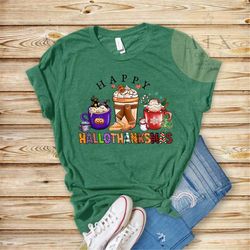 Coffee Hallothanksmas Coffee Tee, Cute Coffee Drinking T-shirt - Funny Festival Tee, Halloween, Thanksgiving and Christm