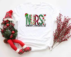 Nurse Santa's Favorite Elf Shirt, Nurse Shirt, Nurse Life Shirt, Cute Santa Tee, Christmas Shirt, Merry Christmas Gift f