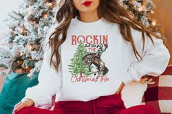 Rocking Around The Christmas Tree Sweatshirt, Women's Christmas Shirts, Retro Christmas Western Shirt,Cowboy Christmas S