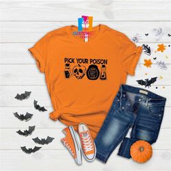 Pick Your Poison T-shirt, Disney Halloween Shirt, Skull Shirt, Halloween Gift, Disney Villain Shirt, Halloween Party Shi