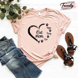 Custom Cat Mom Shirt, Cat Owner Gift, Personalized Cat Shirt, Cat Mom Shirt,  Shirt for Cat Lover,Custom Paw Print Shirt