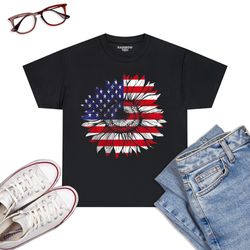 4th of July Sunflower T-Shirt Flag USA American Patriotic-T-Shirt