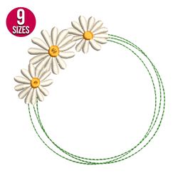 Daisy Wreath embroidery design, Machine embroidery pattern, Instant Download