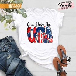 God Bless The USA Shirt, 4th of July Gift, American Pride Shirt, 4th of July Shirt for Women and Men, Patriotic Shirt, A