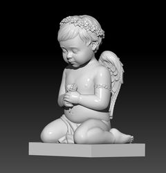 3D STL Model for CNC and 3d Print file Figurine Tombstone Angel with a flower