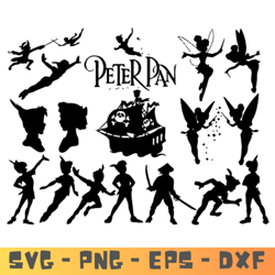 Peter Pan Bundle SVG - Peter Pan SVG - EPS - PNG - DXF - Peter Pan Silhouette Designs - Instant Download.