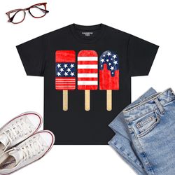 Blue Red White Ice Cream American Flag 4th Of July T-Shirt