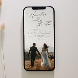 Wedding Electronic Invitation, Wedding Invitation Digital, Photo Wedding Envite, iPhone Invitation, Smartphone Invite