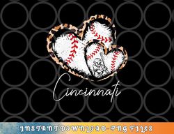 Vintage Cincinnati Baseball Leopard Heart Baseball Fans png, digital download copy