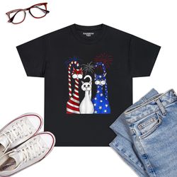 Red White Blue Cats USA Flag Firework 4th Of July Shirt T-Shirt