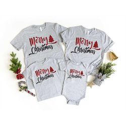 Buffalo Plaid Merry Christmas Shirt, Family Matching Shirts, Christmas Sweatshirt, Christmas Shirts For Family, Holiday