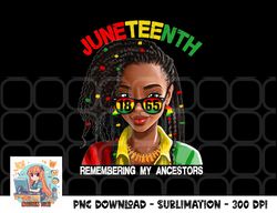 Juneteenth Tshirt Women Loc d Hair Remebering My Ancestors png, digital download copy