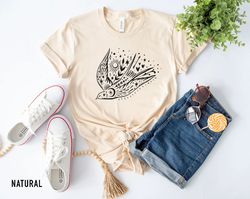 Bird T-shirt, Floral Sun Moon Shirt, Boho Graphic Women Shirt, Celestial Graphic Birds, Freedom Bird shirt, Gift for Mot