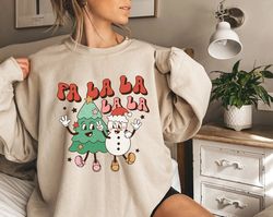Fa La La La Christmas sweatshirt, Retro Holiday sweatshirt Womens, Holiday sweatshirt, Fun Christmas sweatshirt, Santa F