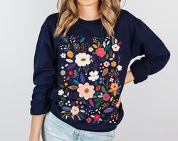 Flower Sweatshirt, Wildflower Women Sweatshirts ,Plus Size, Ladies Flower Girl Gifts, Floral Gift, Girlfriend Gift