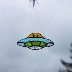 UFO Stained glass suncatcher hangings window Garden decor