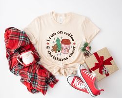 I run on coffee Shirt cheer tee, Retro Christmas Cheer t-shirt, cute christmas tee, funny holiday apparel, Holiday appar