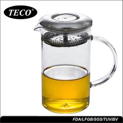 Eco-Friendly Transparent Heat Resistant Clear Borosilicate Glass Tea Pot(non US Customers)