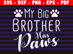 My Big Brother Has Paws Svg, Baby Svg, Dog Svg, Baby Bodysuit Svg, Baby Shirt Svg, Dog Mom Svg, Birth Announcement Svg