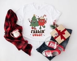 Retro Christmas T Shirt, Feeling Jolly Christmas Shirt, Vintage Santa Christmas Shirt, Retro Holiday Shirt, Ugly Sweater