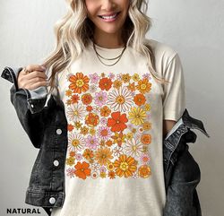 Retro Flower Shirt, Wildflower Tshirt, Wild Flowers Shirt, Floral Tshirt, Gift for Women, Ladies Shirts, Best Friend Gif