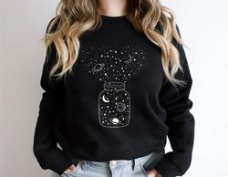 space shirt, star galaxy sweatshirt, astronomy tee, outdoors, crescent moon, milky way, star unisex sweatshirt, constell
