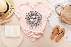 Sun Moon Stars Tee, Celestial Tee, Graphic Tee, Sun Shirt, One with the Sun, Boho Shirt, Vintage Tee, Mystical Tee, Moon