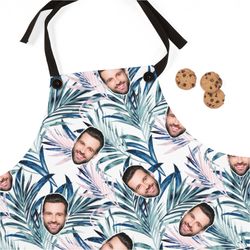 tropical custom apron, personalized faces apron, custom photo apron, funny crazy face kitchen apron, picture father's da