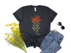 Wild Flowers Shirt, Wildflower Tshirt, Floral Tshirt, Botanical Shirt, Flower Shirt, Nature Lover Shirt, Ladies Shirts,