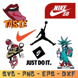 Nike Logo Bundle SVG, Nike Logo SVG, Nike Swoosh logo, fashion brand svg, Nike BasketBall SVG.