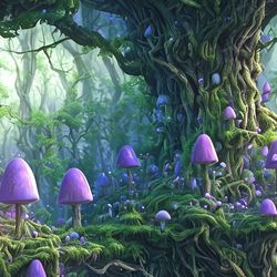 Alice in Shroomland Seamless Tileable Repeating Pattern
