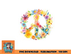 Peace Sign World Love Flowers Hippie Groovy Vibes Colorful png, digital download copy
