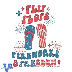 Retro Flip Flops Fireworks And Freedom SVG American Flag SVG File