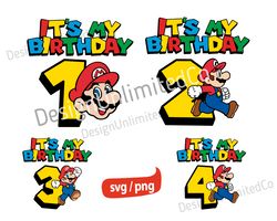It's My Birthday Mario svg, Super Mario Quotes svg, Super Mario Bros Birthday svg, Mario Bros Game png, Birthday Family