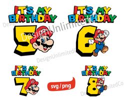 Disney Family Birthday Bros svg, Super Mario Birthday svg, Disney Birthday Quotes svg, Super Mario Birthday Boy svg