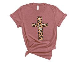 Cheetah Faith Cross Shirt, Faith Cross Shirt, Christian Gift, Faith Gift, Christian Shirts ,Faith Cross, Vertical Cross,