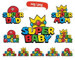 Baby Mario Bros svg, Baby Bros svg, Super Family Birthday Bros svg, Mario Bros Quotes svg, Baby Mario Bros Birthday png