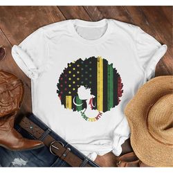 Juneteenth Women's Shirt, Black Owned Clothing, Africa Flag Shirt, African Shirt, Natural Hair Afro, Black Woman Junetee