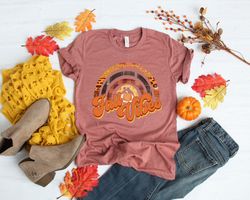 Fall Vibes Retro Shirt,fall Vibes Rainbow Pumpkin Shirt,thanksgiving Vacation Shirt,family Thanksgiving Shirt,thanksgivi