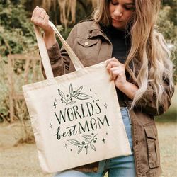World's Best Mom Tote Bag,The Cotton & Canvas, Best Ever Beach, Sand Travel Rhopping eusable Shoulder Tote and Handbag,