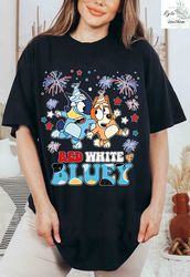 Red White and Bluey Fire Work Comfort Colors Digital , Bluey a