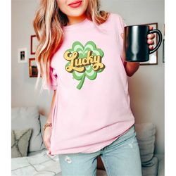 Womens Lucky retro st patricks day shirt, womens st patty day shirt, st paddy day gift, st patty day outfit, cute lucky