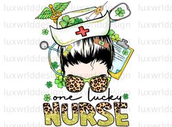 One Lucky Nurse Messy Bun PNG  St. Patricks Day pn