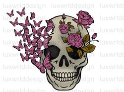 Skull Rose Butterfly PNG  Skull png  Floral Skull
