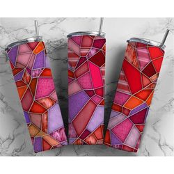 Stained Glass Tumbler Wrap PNG Red Pink Seamless Sublimation Designs Downloads - Skinny Tumbler 20oz Design - PNG 2022