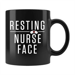 resting nurse face mug, funny nurse mug, funny nurse gift, nurse coffee mug, nursing school gift, rn gift, rn mug, rn co