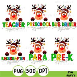 Personalized Christmas Teacher Squad Png, Santa Reindeer Christmas Lights Teacher Png, Teaching Christmas Gift Png
