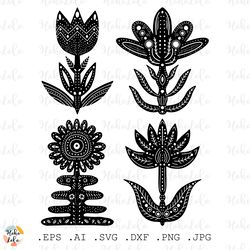Scandi Flower Svg, Scandi Flower Cricut, Boho Flower Svg, Boho Flower Clipart Png, Boho Flower Stencil Dxf